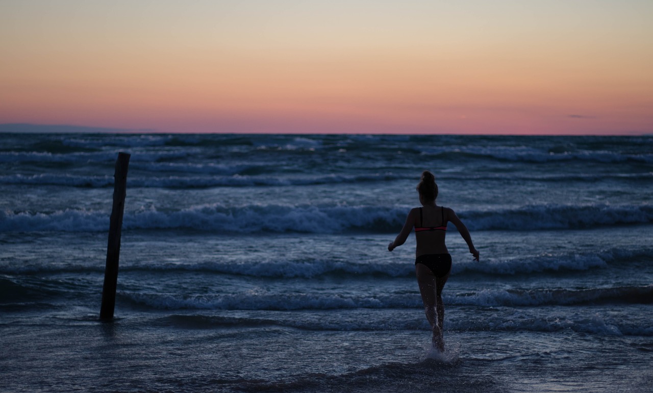 beach evening fun free photo