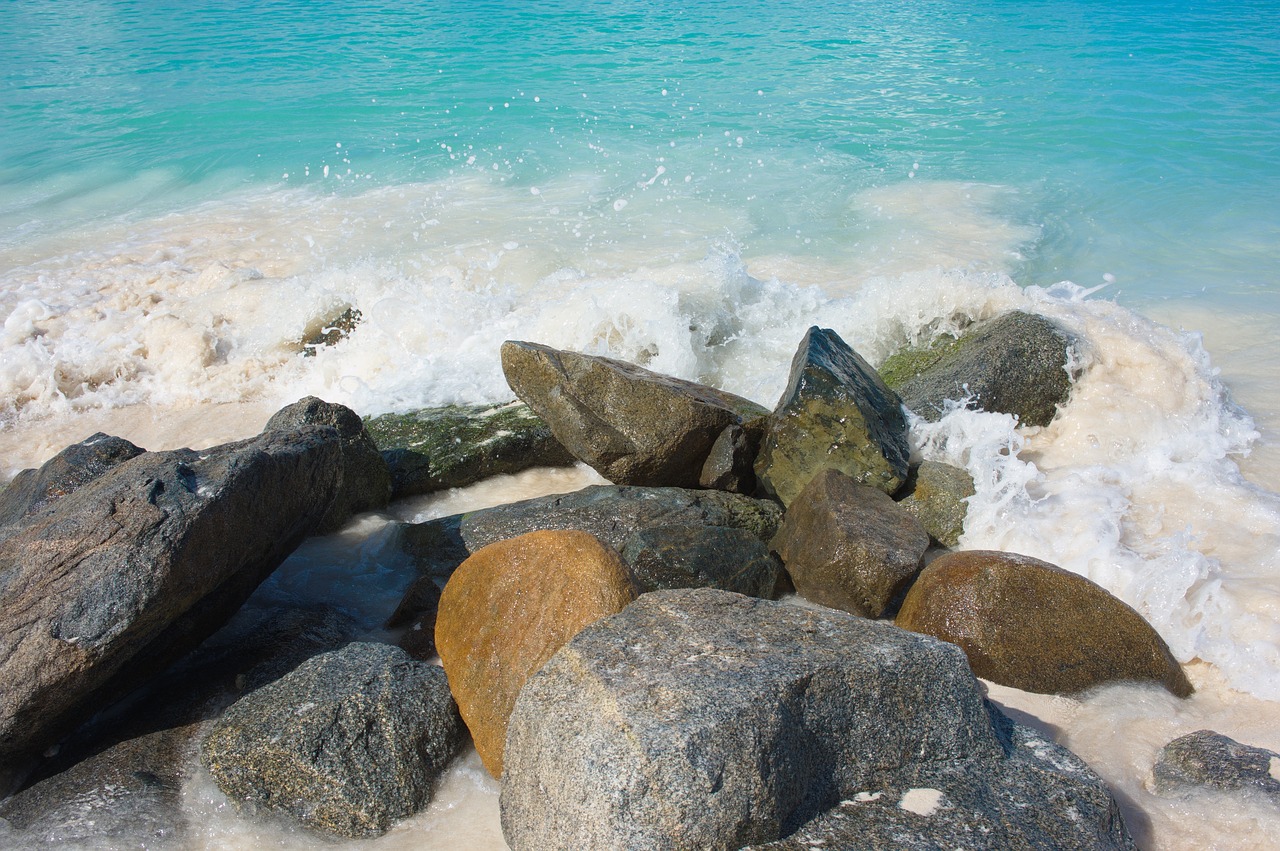 beach rocks surf free photo