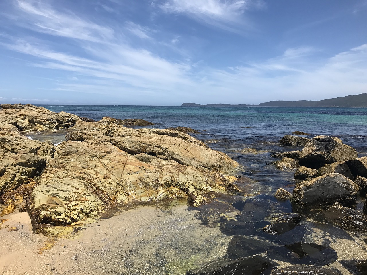 beach ocean blue sky free photo