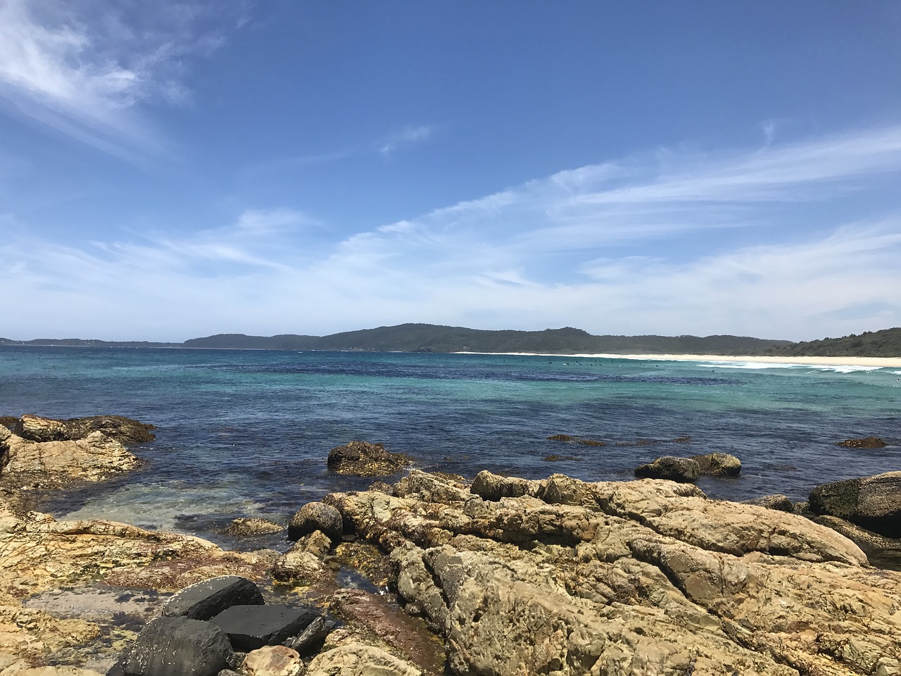 beach ocean blue sky free photo