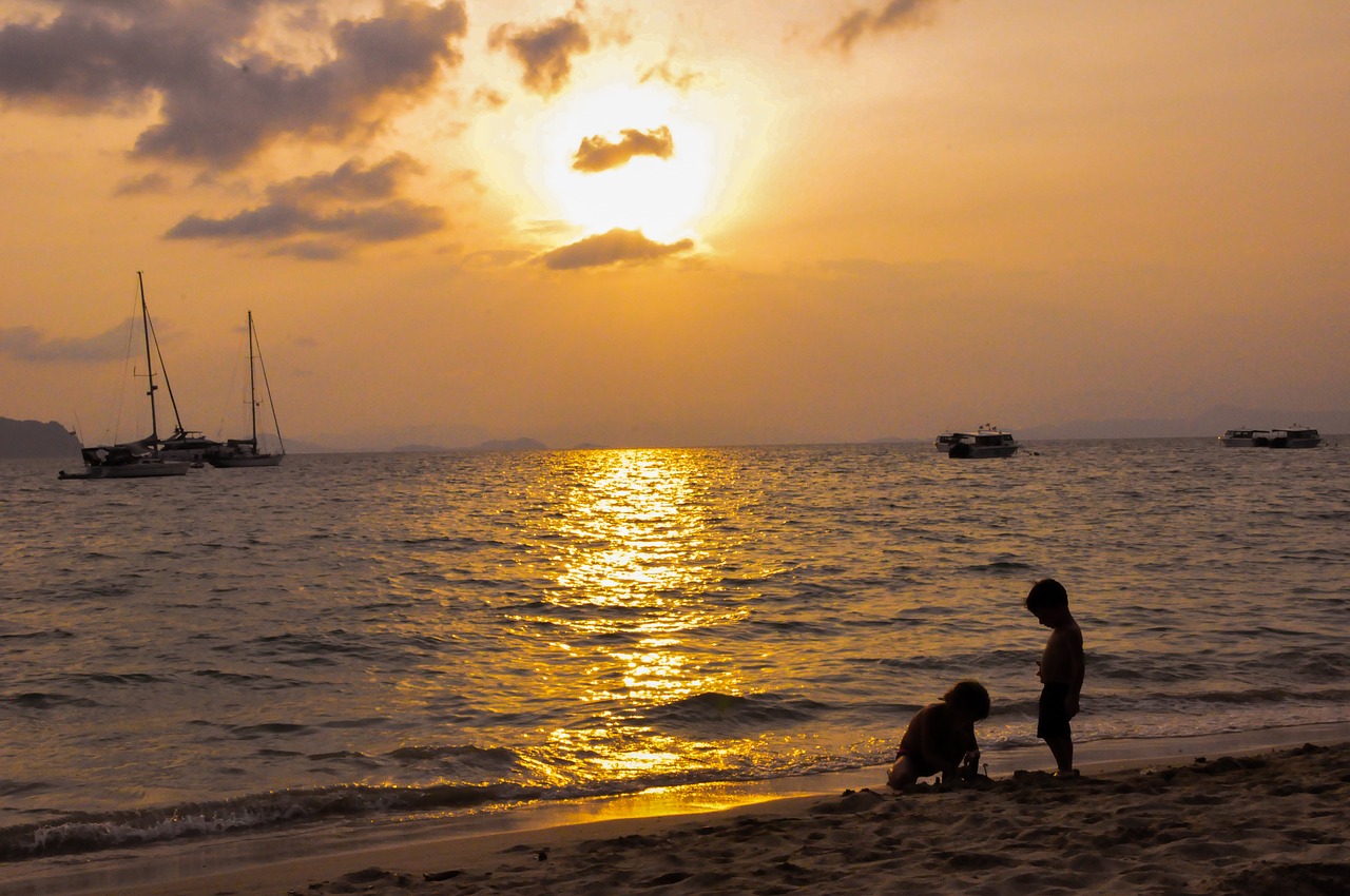 beach figure sunset free photo