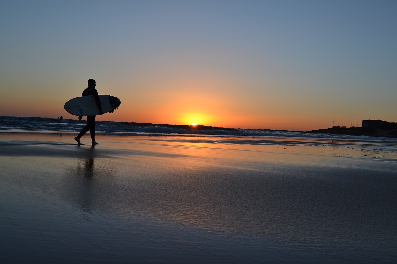 beach sunset surf free photo