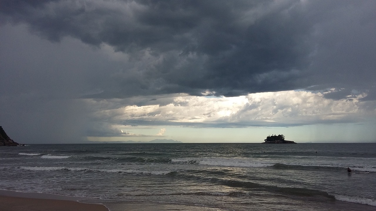 beach storm rain free photo