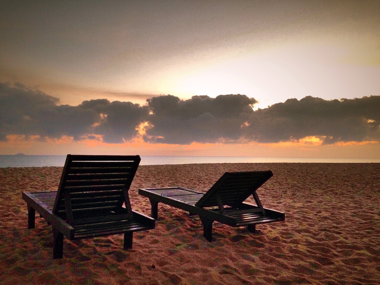 beach chair morning free photo