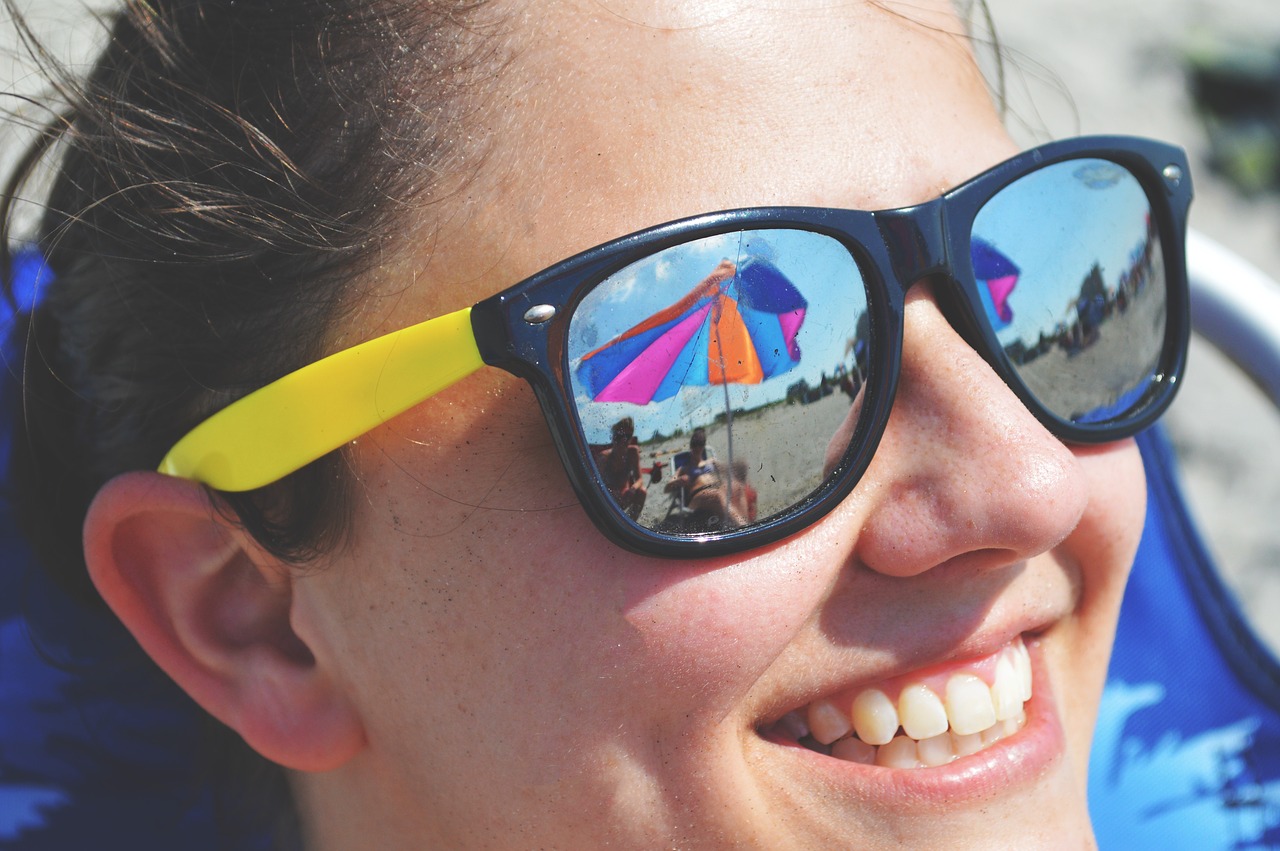 beach woman sunglasses free photo
