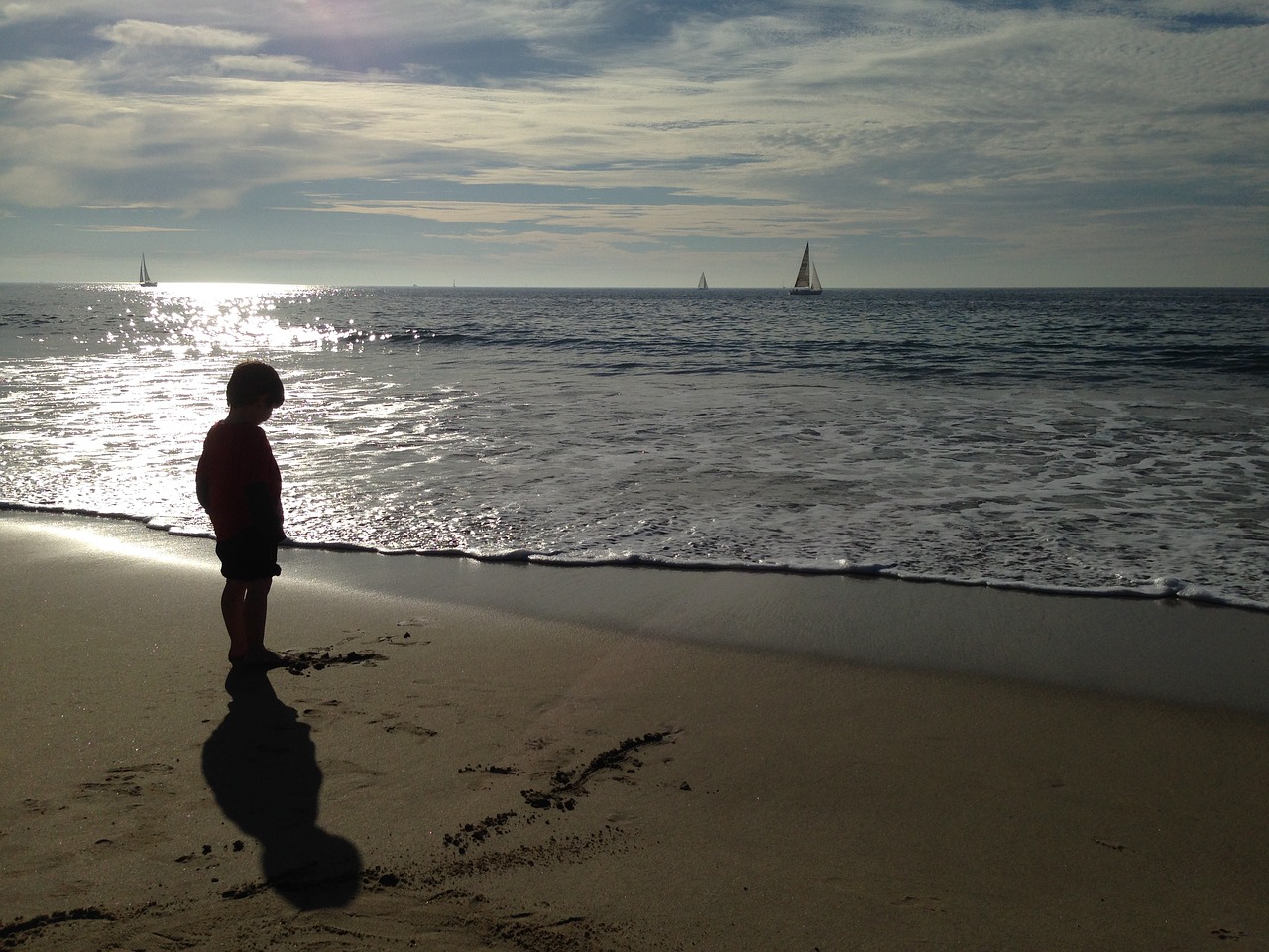 beach sailboat boy free photo