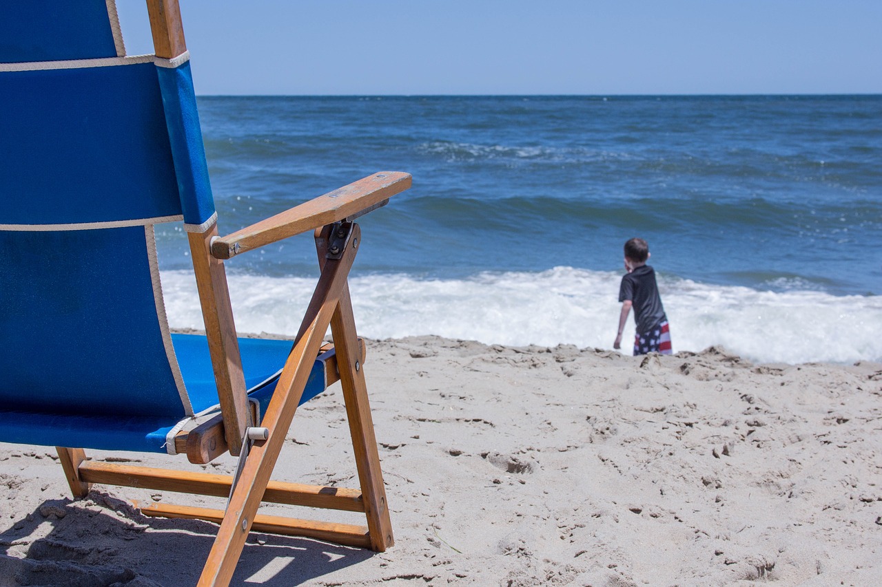 beach ocean chair free photo