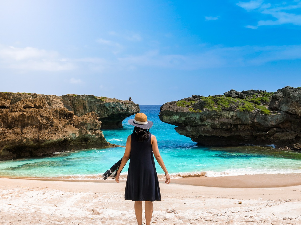 beach blue sky travel free photo