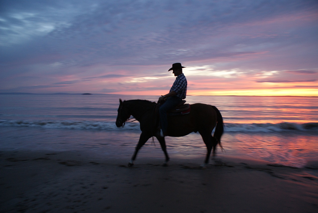 beach sunset cowboy free photo