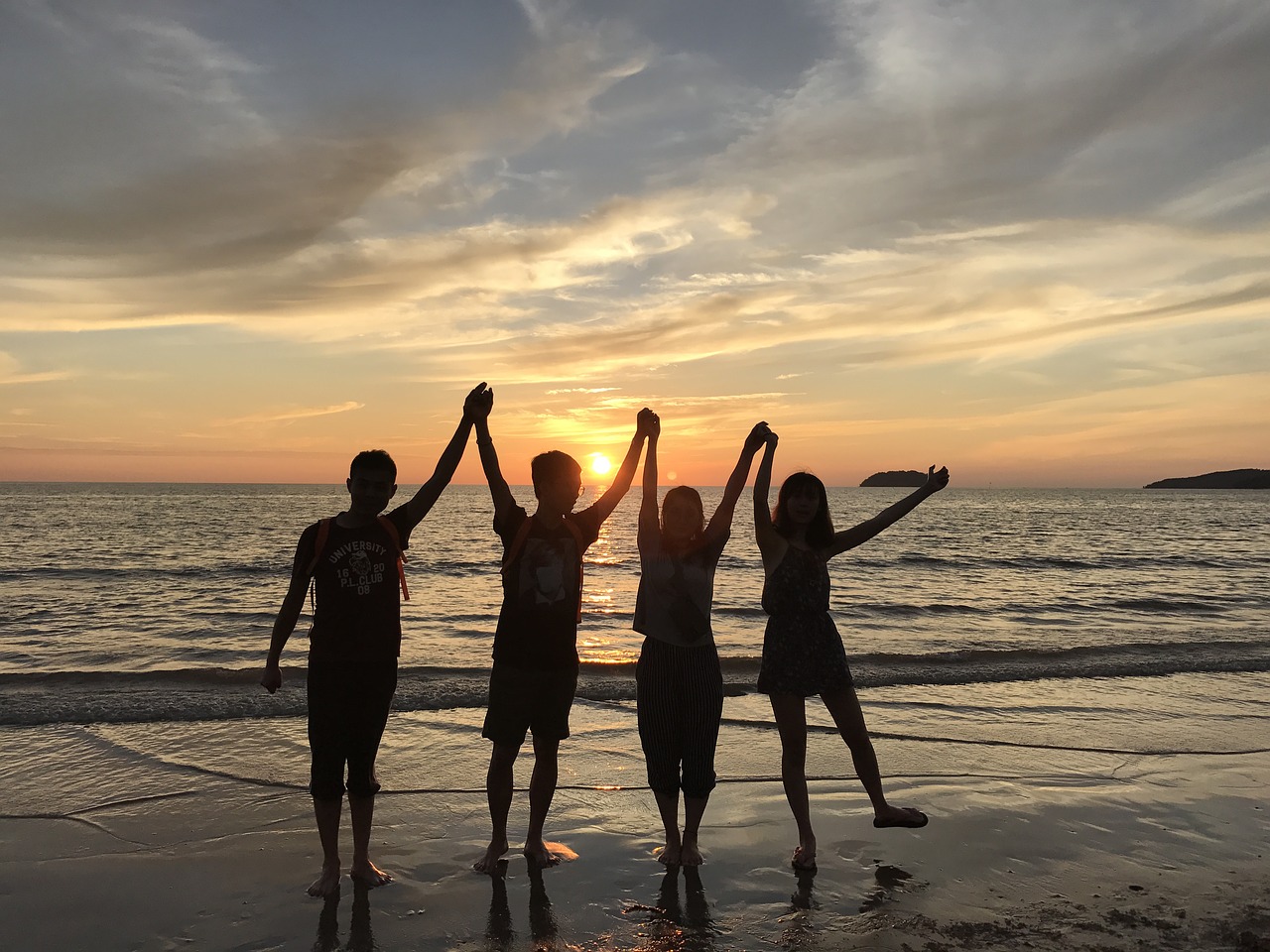 beach hand sunset free photo