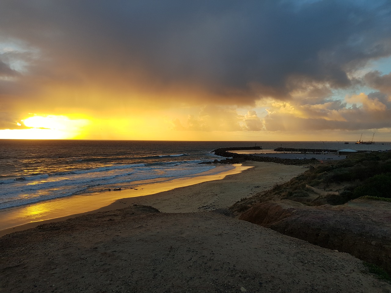 beach sunset sea free photo