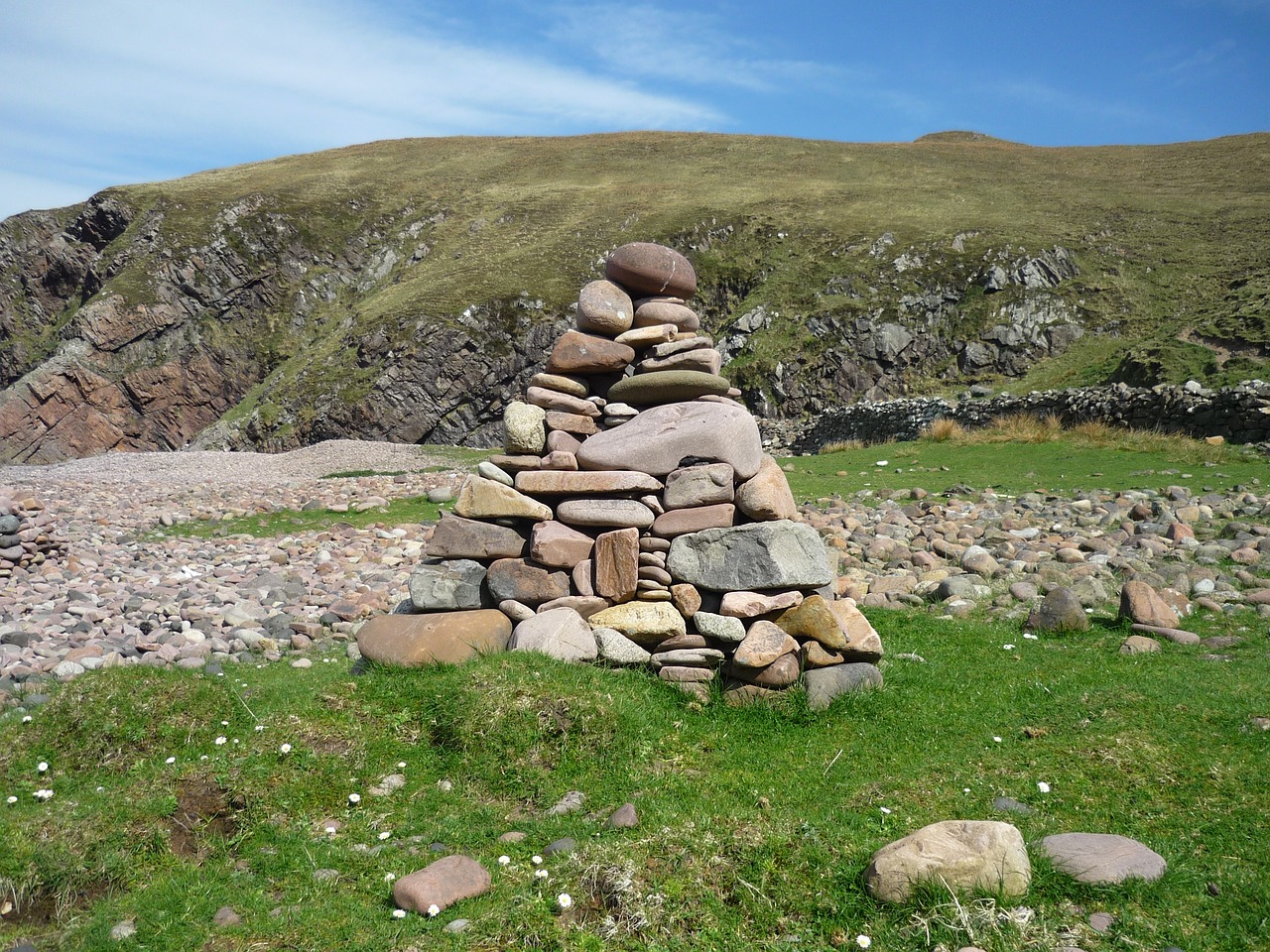 beach stones cairn free photo