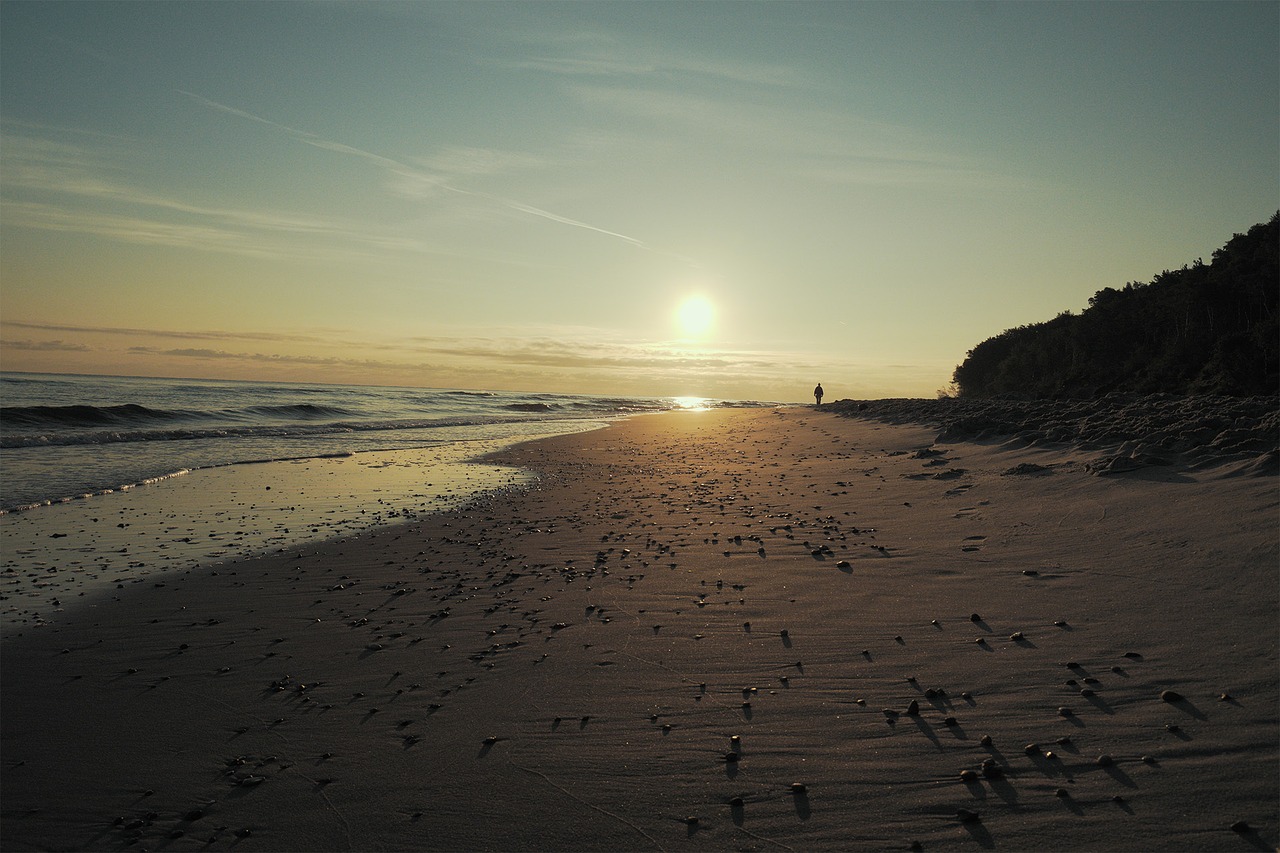 beach sunrise the baltic sea free photo