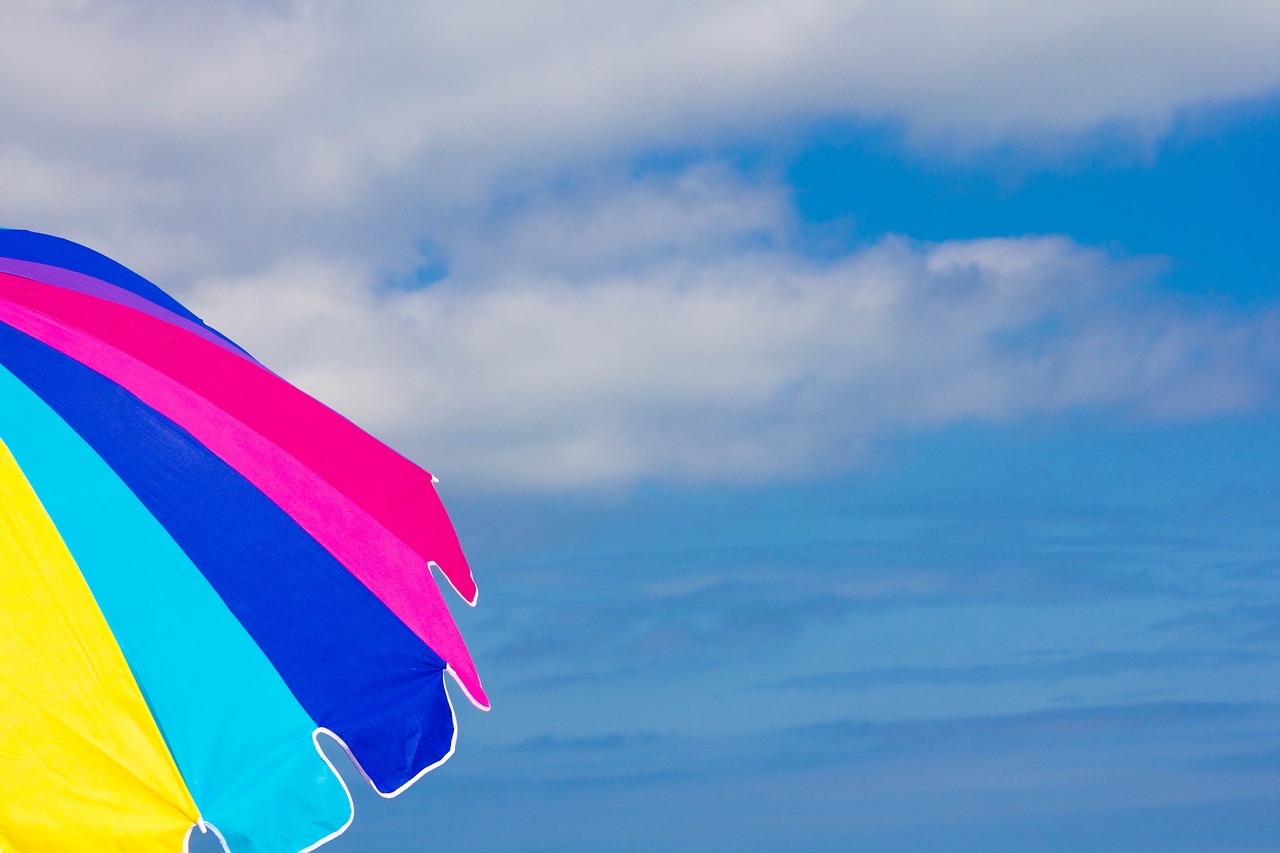 beach umbrella sky free photo