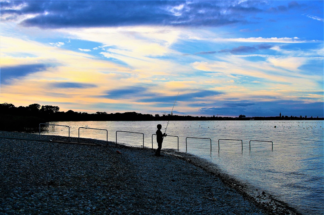 beach fishing lake free photo