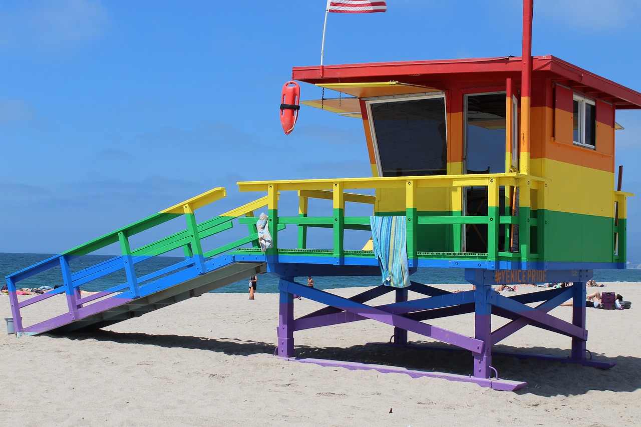 beach lifeguard rainbow free photo