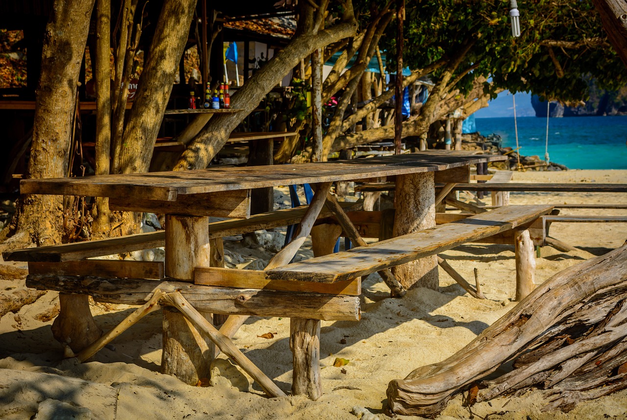 beach restaurant woods free photo