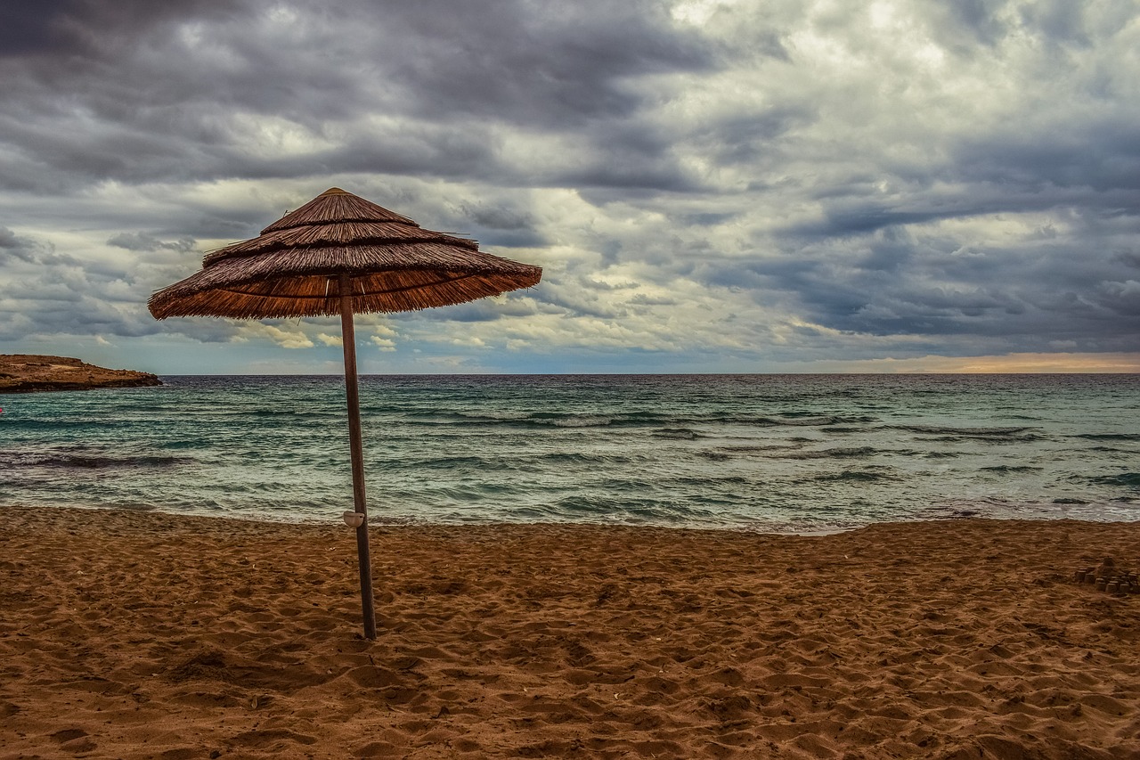 beach empty umbrella free photo