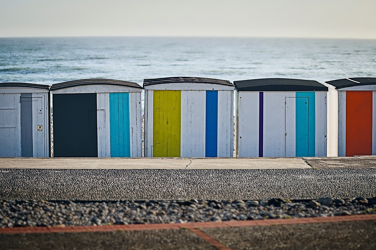 beach  changing cubicles  france free photo