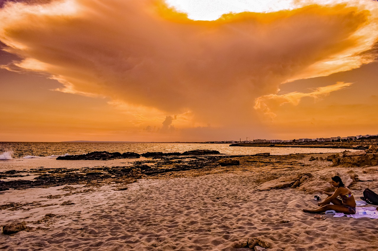 beach  sunset  woman free photo