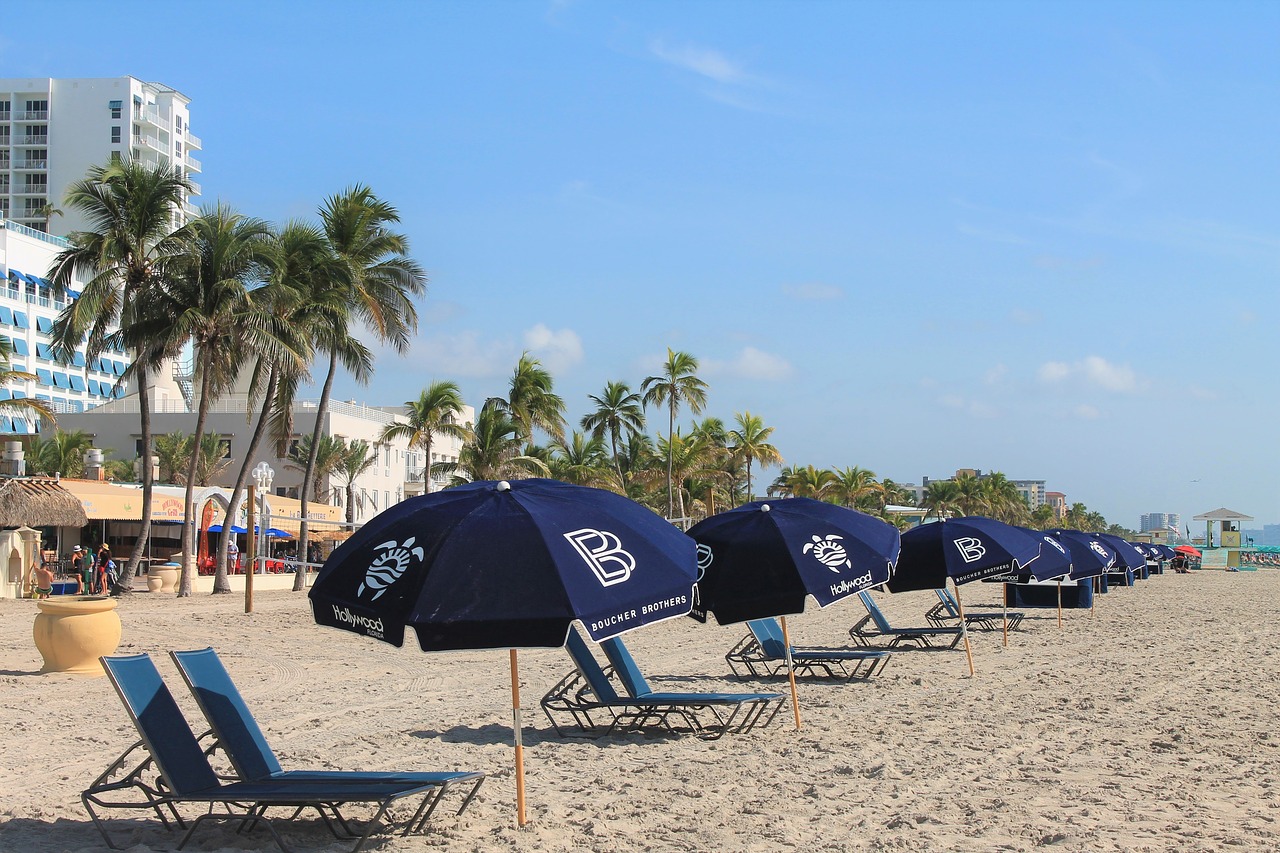 beach  vacation  umbrellas free photo