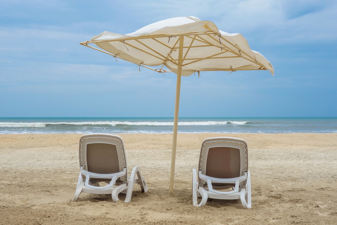 beach  chair  umbrella free photo