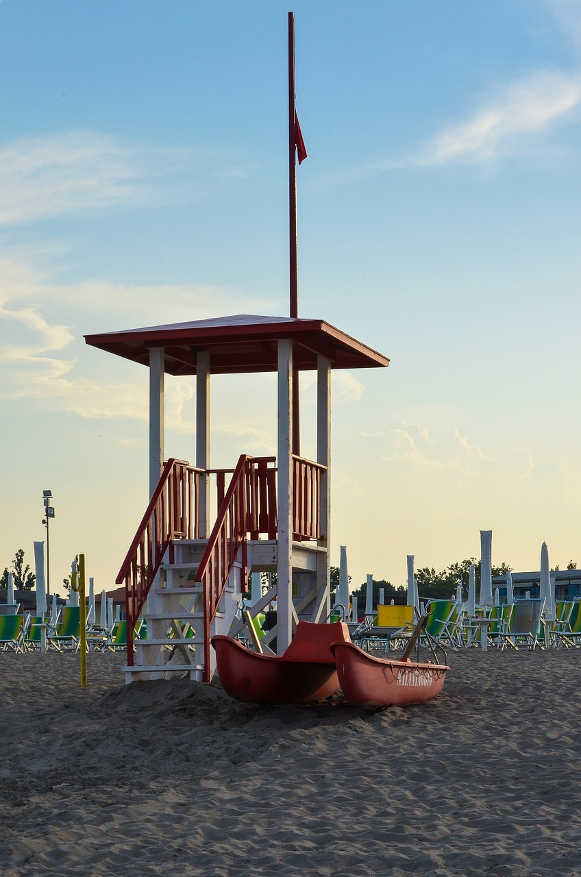 beach  dusk  lifeguard on duty free photo