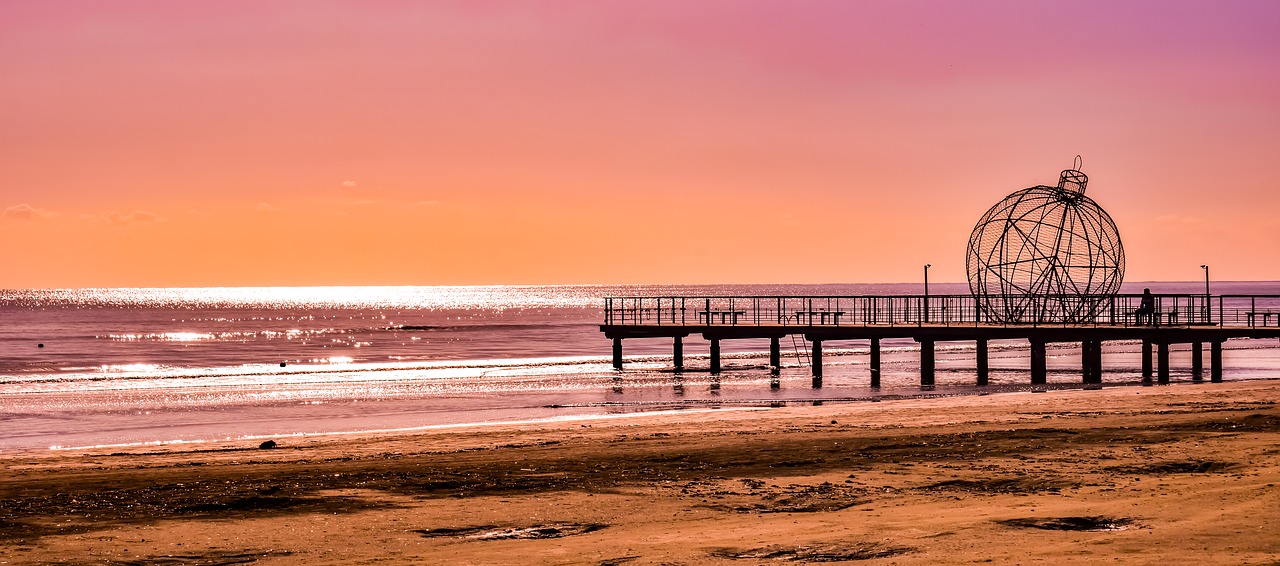 beach  pier  christmas time free photo