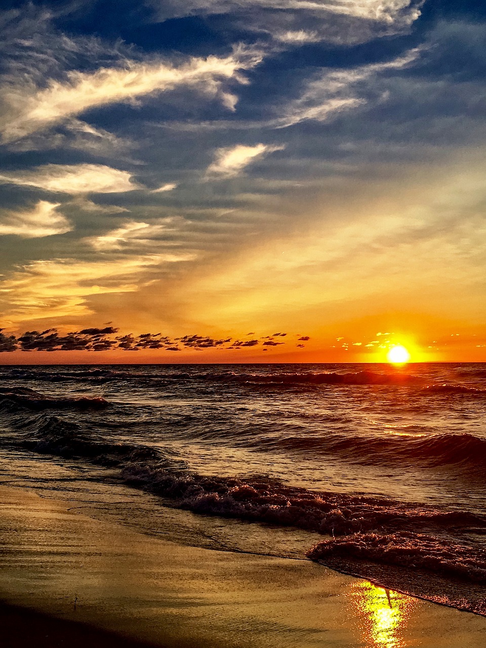 beach  sunset  pure michigan free photo