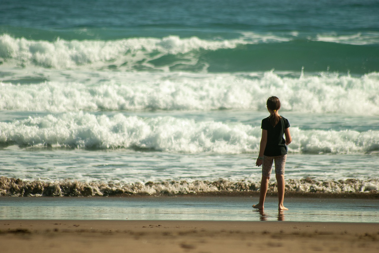 beach  girl  waves free photo