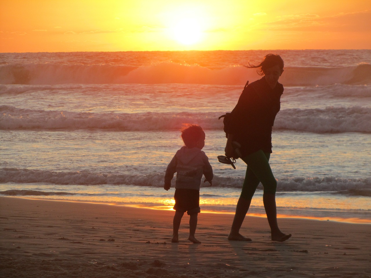 beach sunset sea free photo