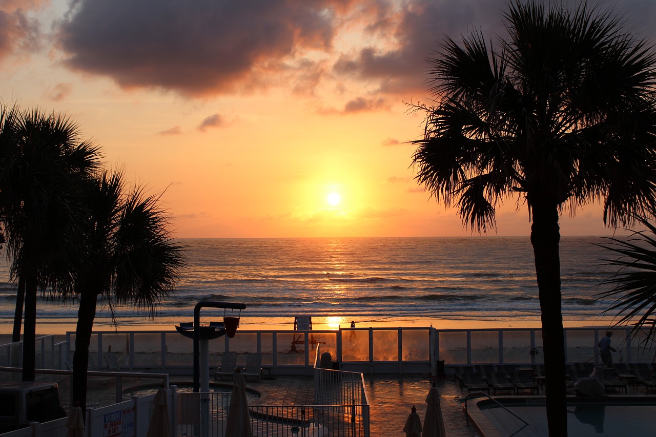 beach ocean sunset free photo