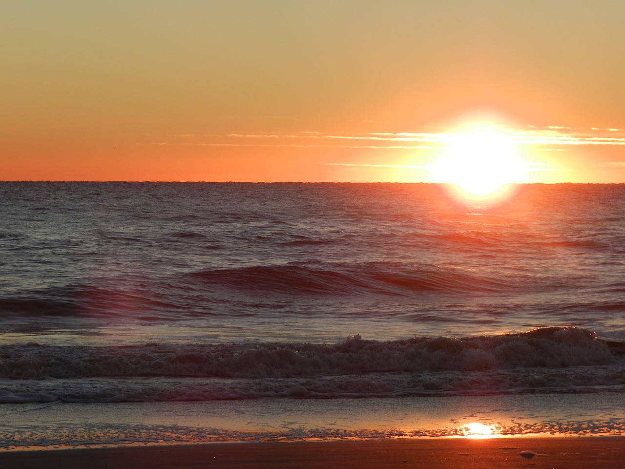 beach sunrise sea free photo