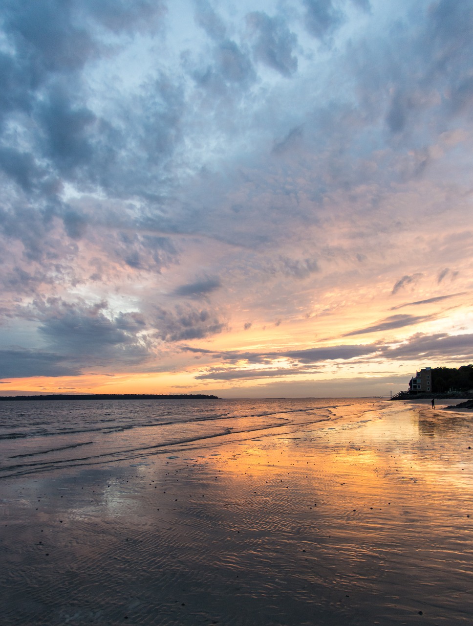 beach ocean sunset free photo