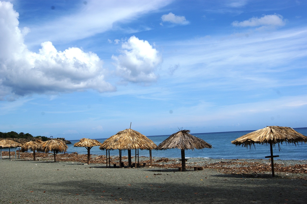 beach parasol sandy beach free photo