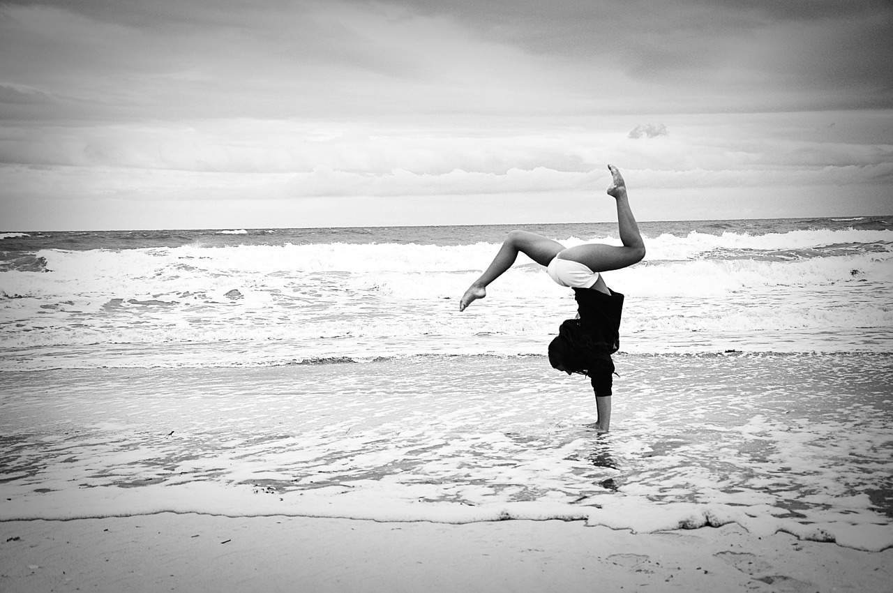 beach gymnastics girl free photo