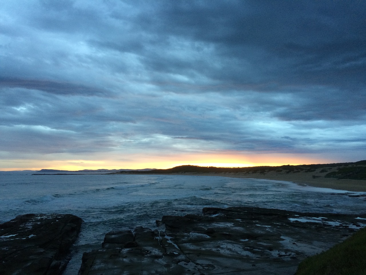 beach sunset rocks free photo