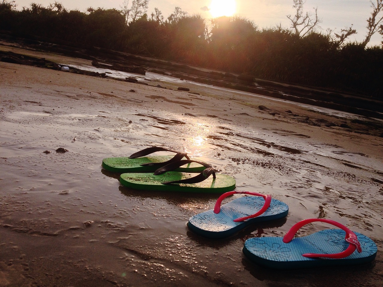 beach slippers sunset free photo