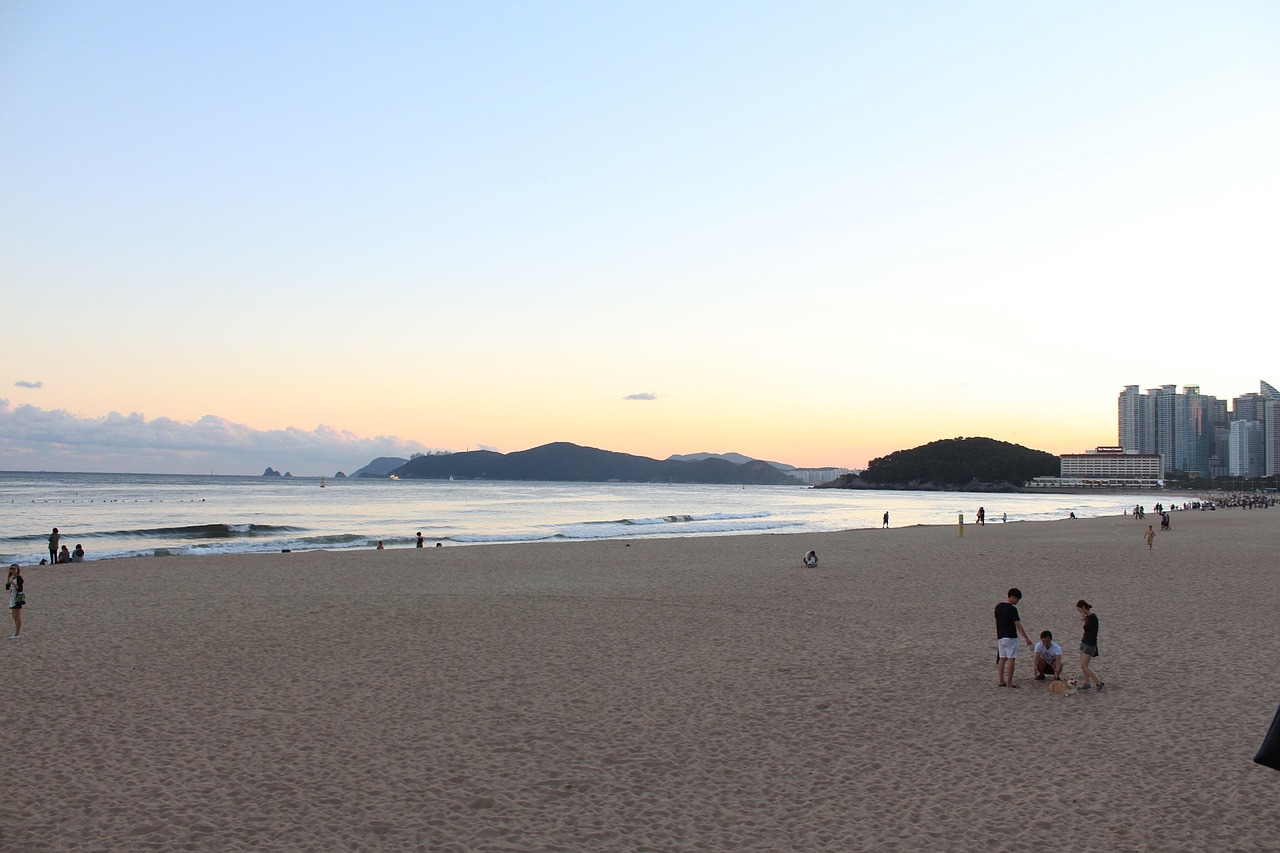 beach in the evening sunset free photo