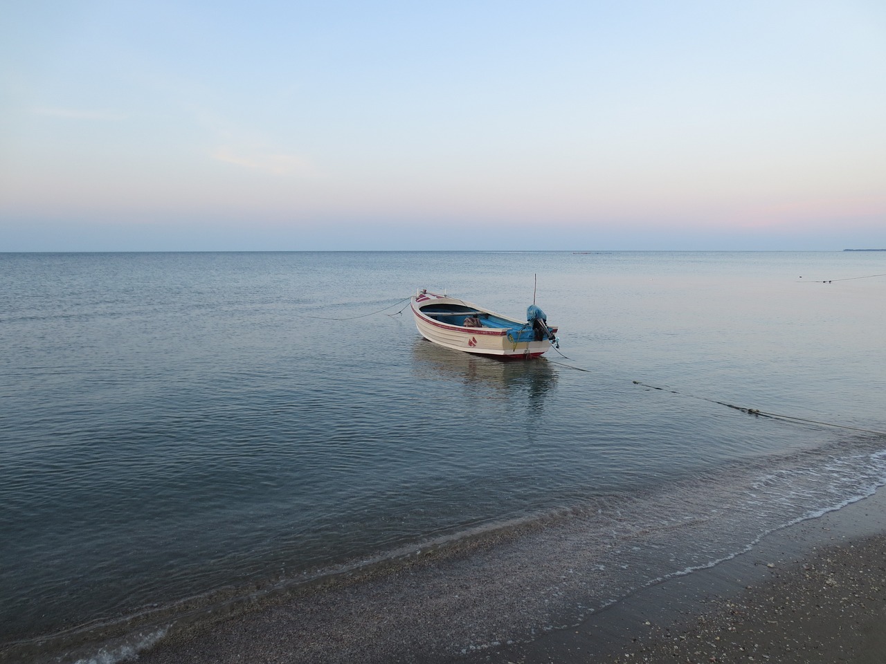 beach boat sea free photo