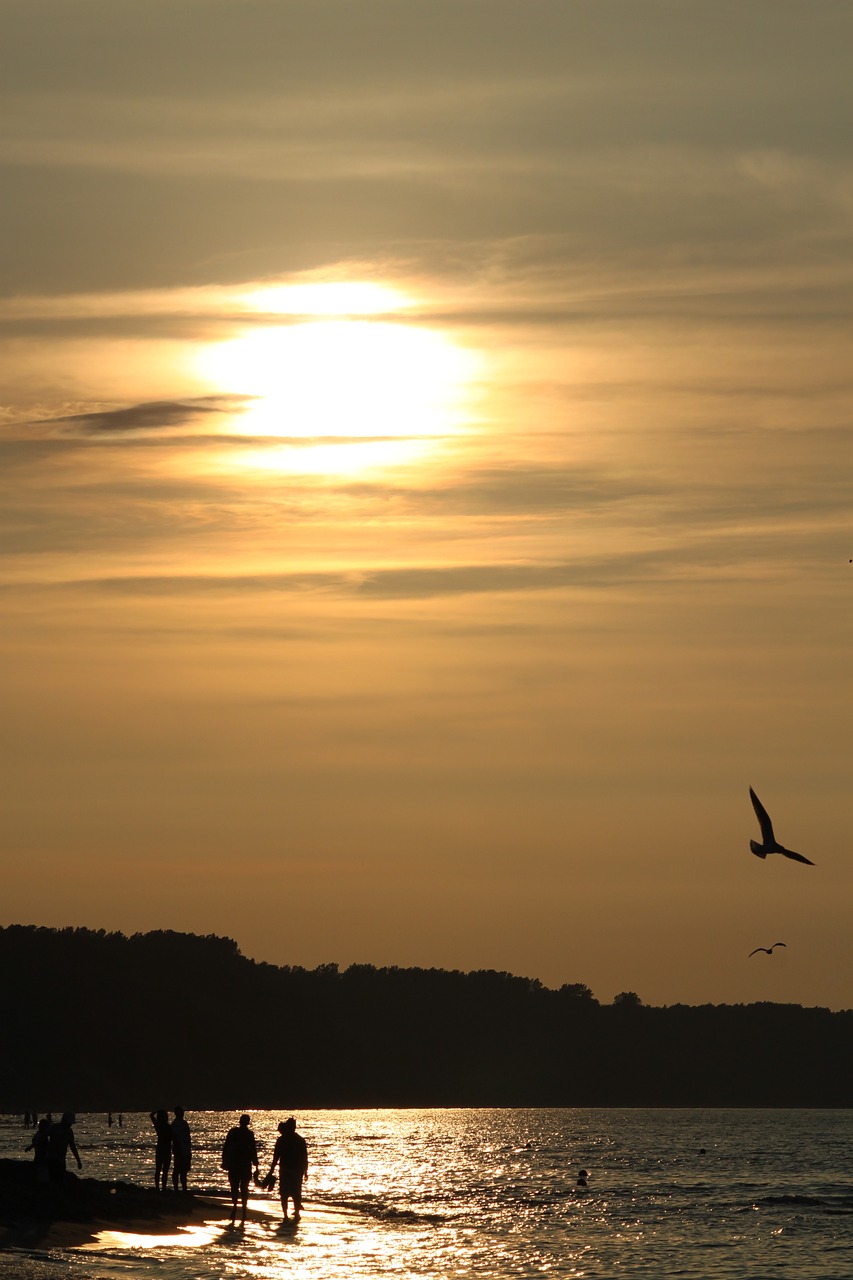 beach sunset the baltic sea free photo