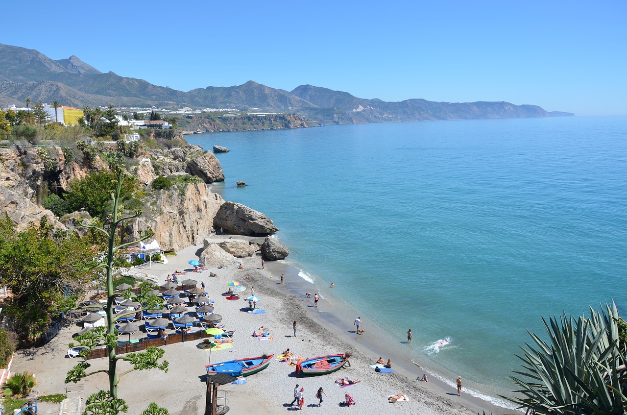 beach sea mountains free photo