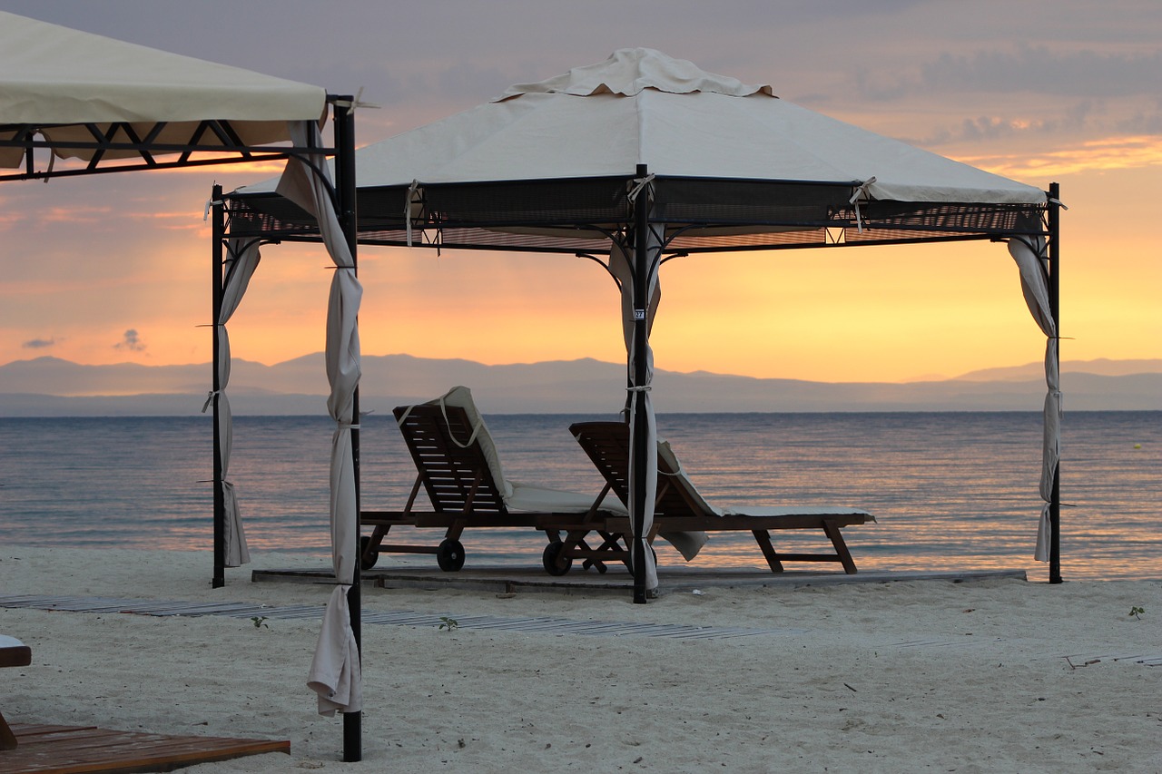 beach deckchair sunrise free photo