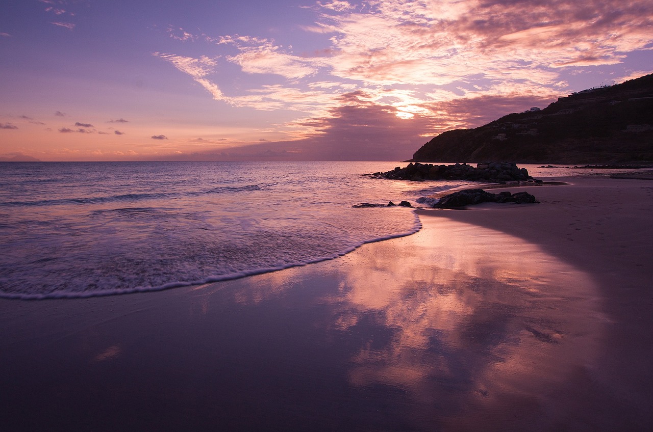 beach sunset reflection free photo