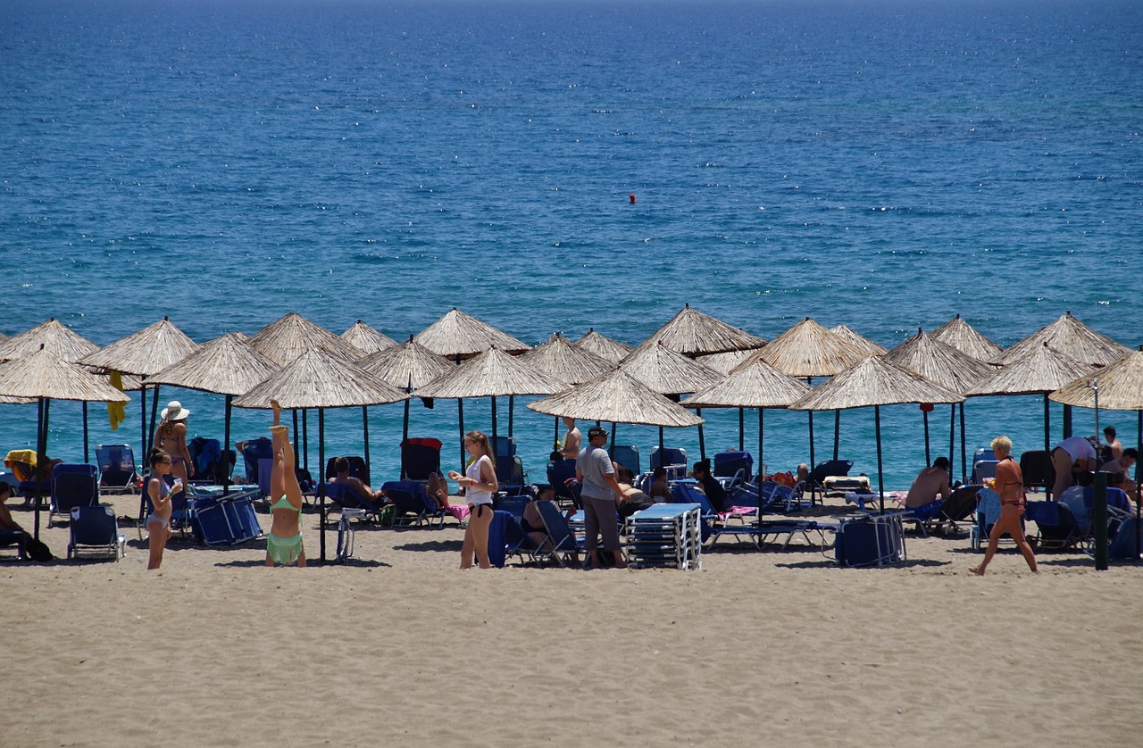 beach sea sun umbrellas free photo