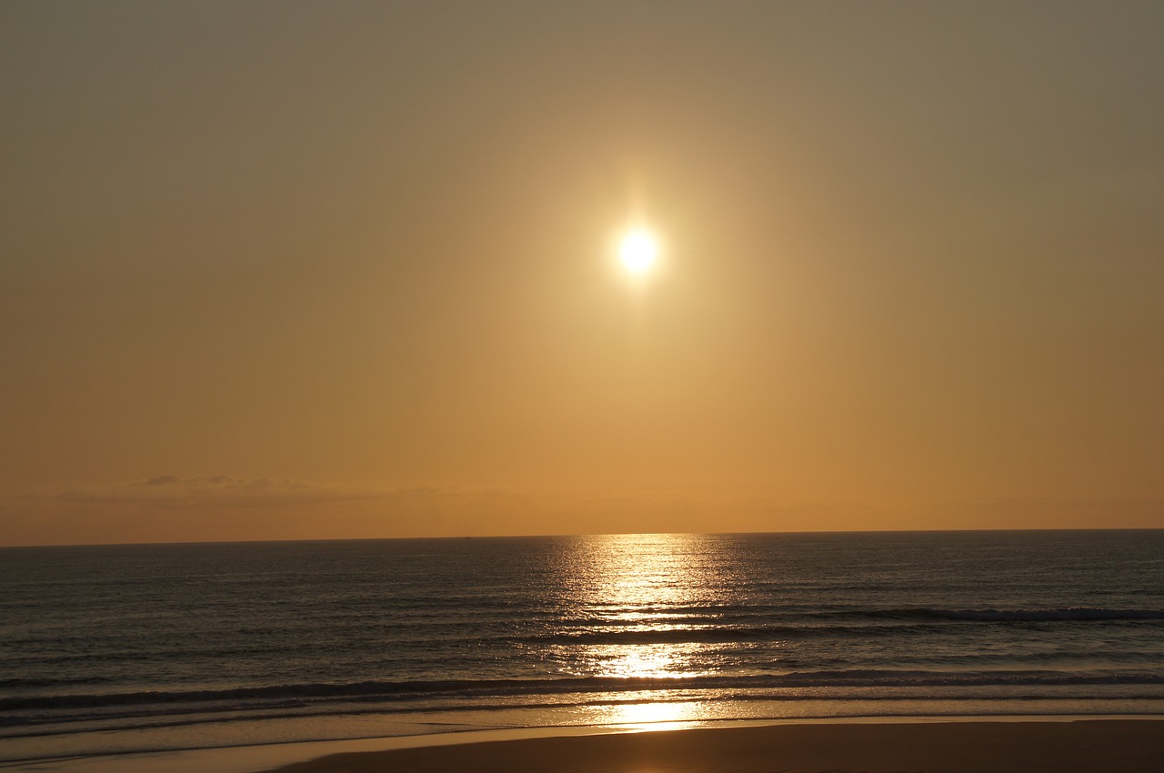 beach ocean sunset free photo