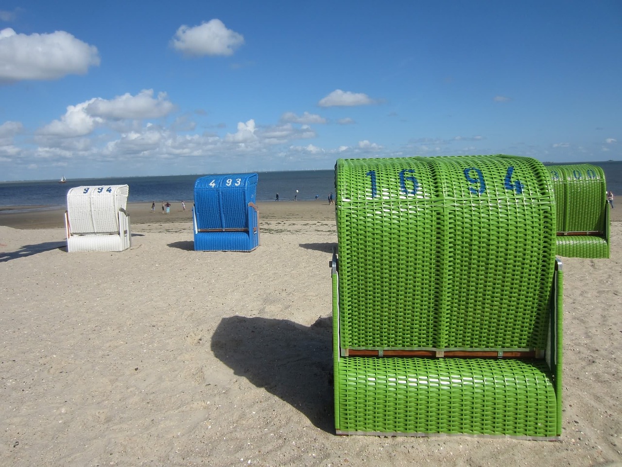 beach beach chair blue sky free photo