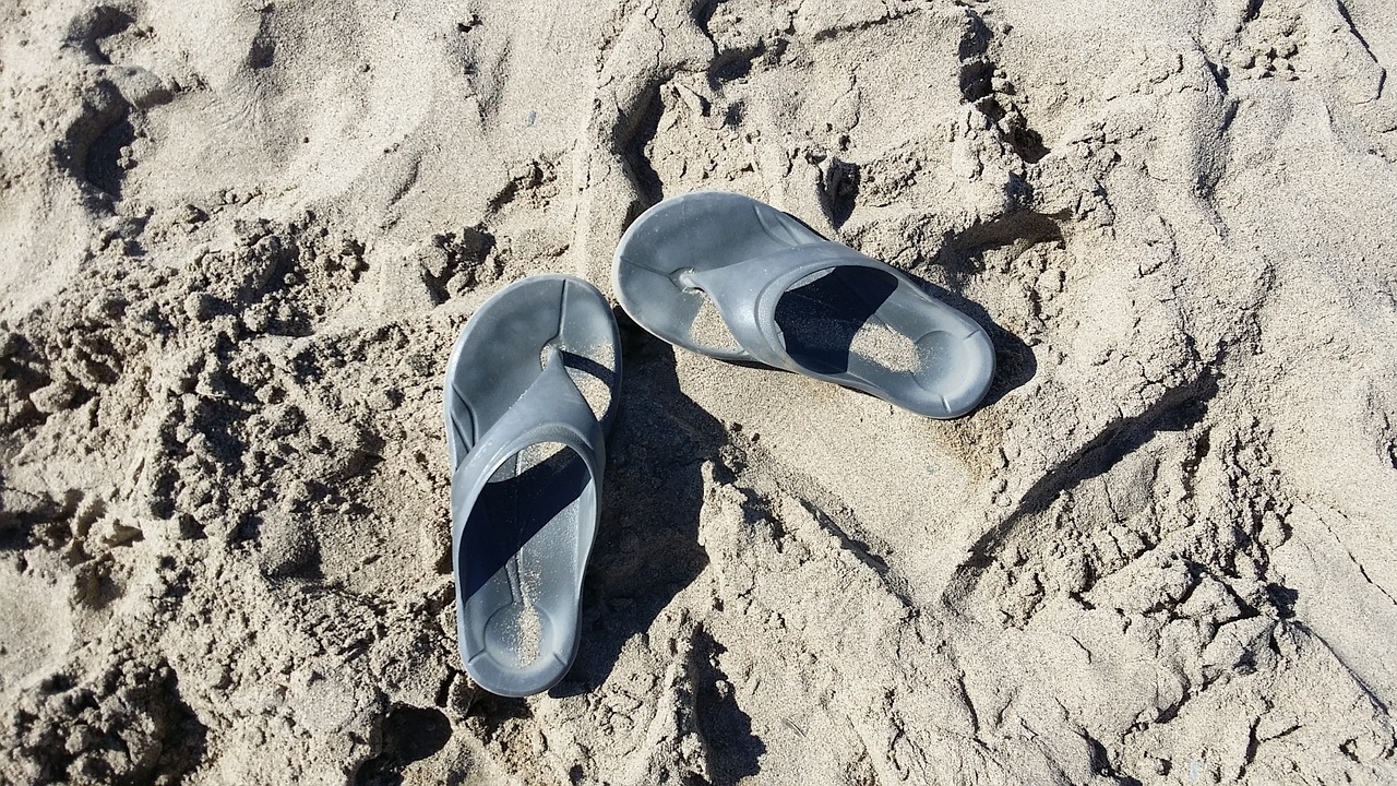 beach sand flip flops free photo