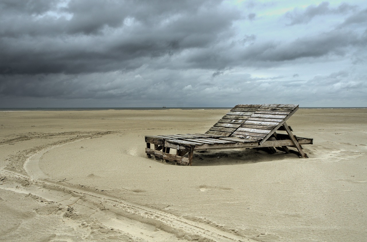 beach chairs clouds free photo