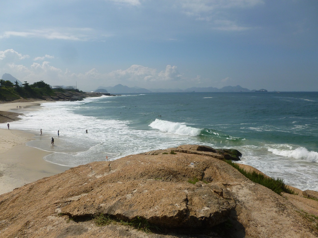 sandy beach seaside blue sky free photo